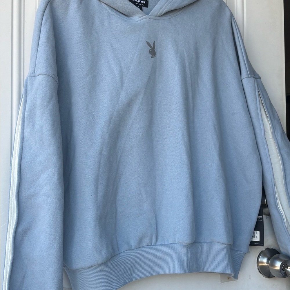 PLAYBOY Sky Blue Women's Hoodie - Picture 2 of 11
